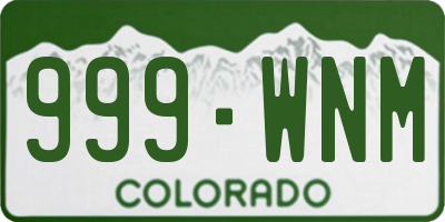 CO license plate 999WNM