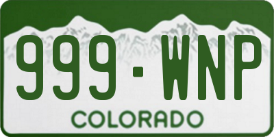 CO license plate 999WNP