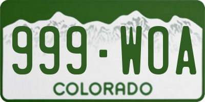 CO license plate 999WOA