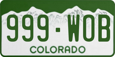 CO license plate 999WOB