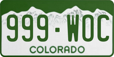CO license plate 999WOC