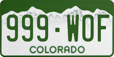 CO license plate 999WOF