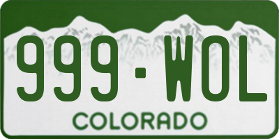 CO license plate 999WOL