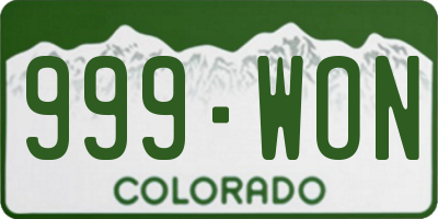 CO license plate 999WON