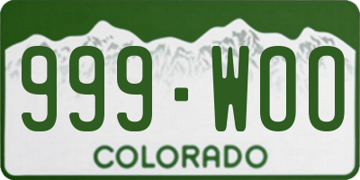 CO license plate 999WOO