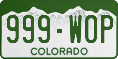 CO license plate 999WOP