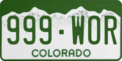 CO license plate 999WOR