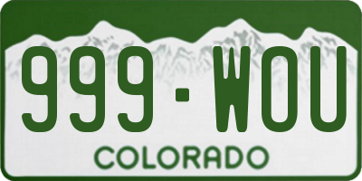 CO license plate 999WOU