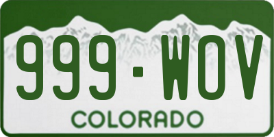 CO license plate 999WOV