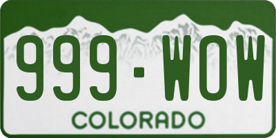 CO license plate 999WOW