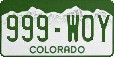 CO license plate 999WOY