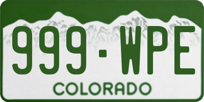CO license plate 999WPE