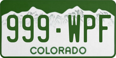 CO license plate 999WPF