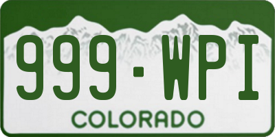 CO license plate 999WPI