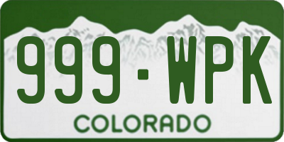 CO license plate 999WPK