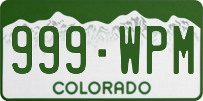CO license plate 999WPM