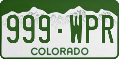 CO license plate 999WPR