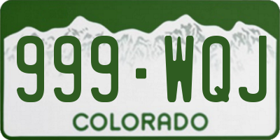 CO license plate 999WQJ