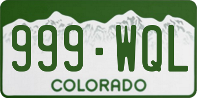 CO license plate 999WQL