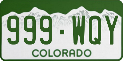 CO license plate 999WQY