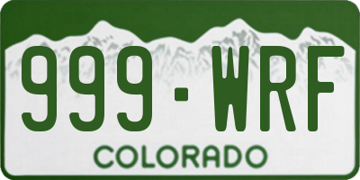 CO license plate 999WRF