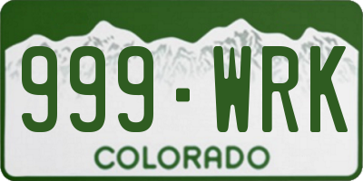 CO license plate 999WRK
