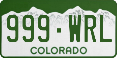 CO license plate 999WRL
