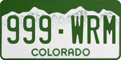 CO license plate 999WRM