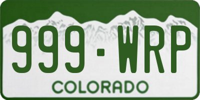 CO license plate 999WRP