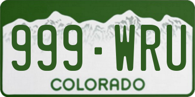 CO license plate 999WRU