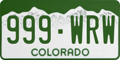 CO license plate 999WRW