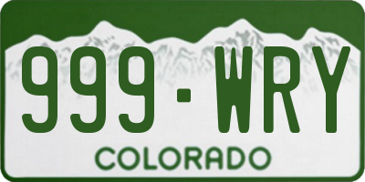 CO license plate 999WRY