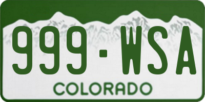 CO license plate 999WSA