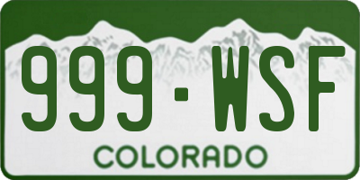 CO license plate 999WSF