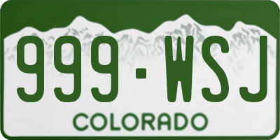 CO license plate 999WSJ
