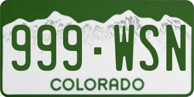 CO license plate 999WSN