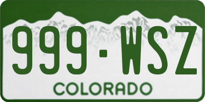 CO license plate 999WSZ