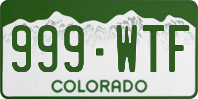 CO license plate 999WTF