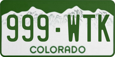 CO license plate 999WTK