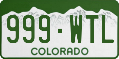 CO license plate 999WTL