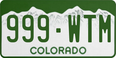 CO license plate 999WTM
