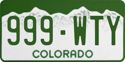 CO license plate 999WTY