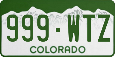 CO license plate 999WTZ