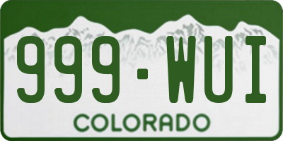 CO license plate 999WUI