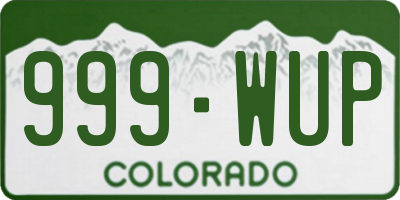 CO license plate 999WUP