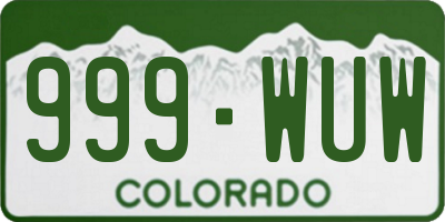 CO license plate 999WUW