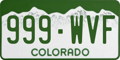 CO license plate 999WVF