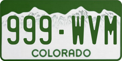 CO license plate 999WVM