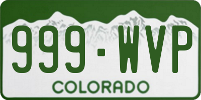 CO license plate 999WVP