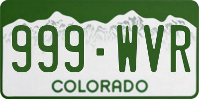 CO license plate 999WVR